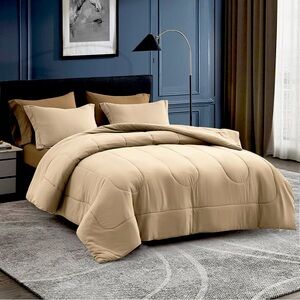 Maple and stone 7 piece comforter set size full color beige
